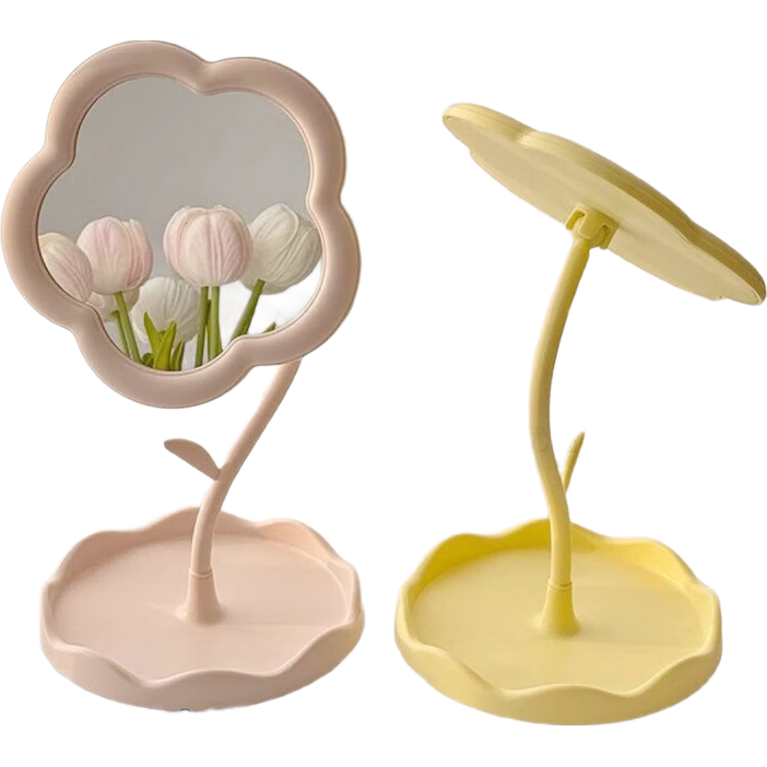 ins迷你台式花朵镜子创意宿舍卧室桌面网红高颜值其他美妆工具 粉色 1件