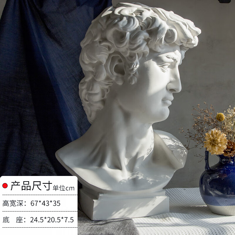 郦狼大卫石膏像素描几何体头像雕塑静物美术模具摄影摆件小卫阿格里巴