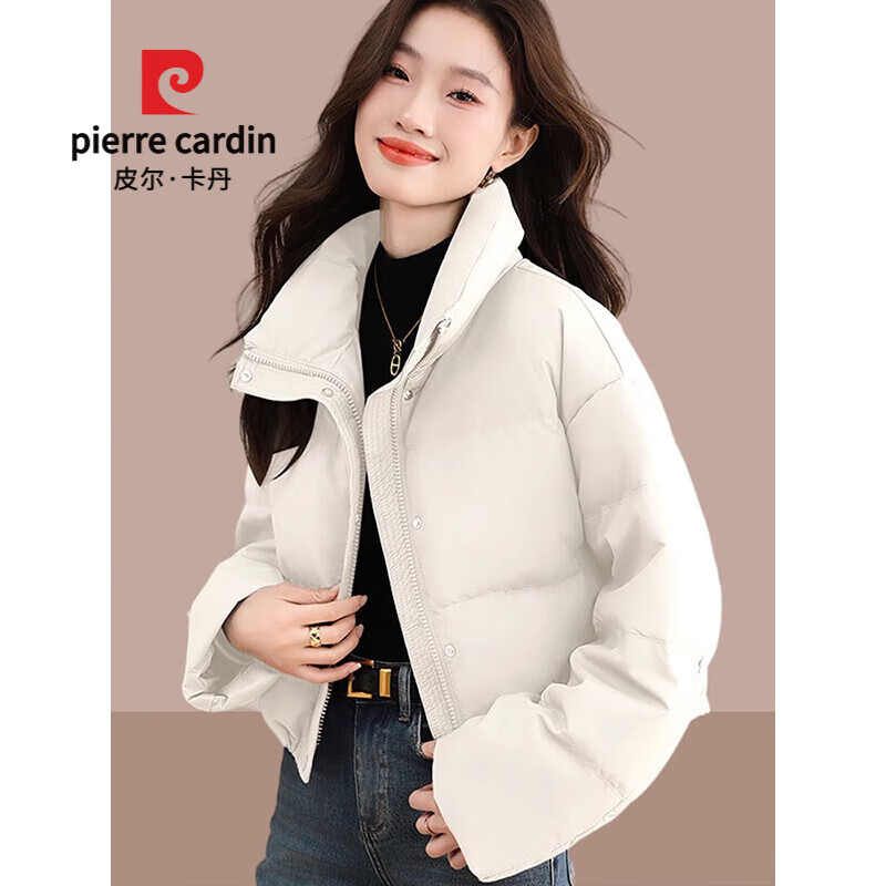 冬装新款女士棉衣棉服短款小个子夹棉面包服加厚棉袄外套女装 白色 m