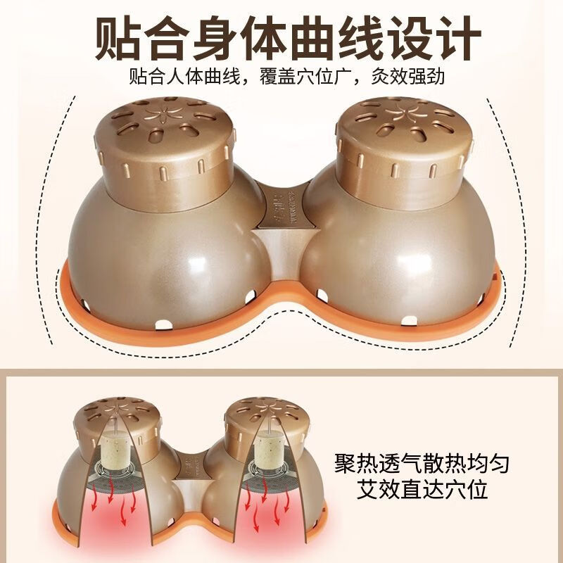 女士胸部艾灸多功能胸部专用艾灸盒艾灸熏蒸仪艾灸仪器理疗宫寒乳腺调理艾灸罐 胸部艾灸盒套装（布套 虑烟冒）无艾柱