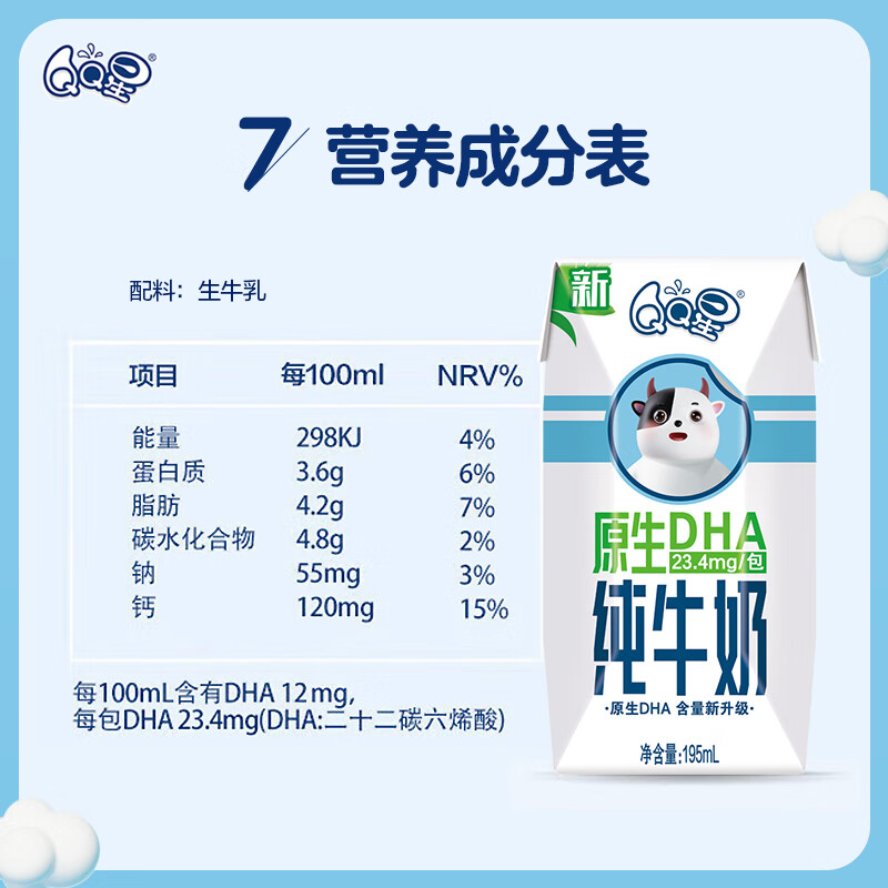 QQ星伊利原生DHA儿童纯牛奶156ml*12盒/箱性价比高吗？小白买前必看！