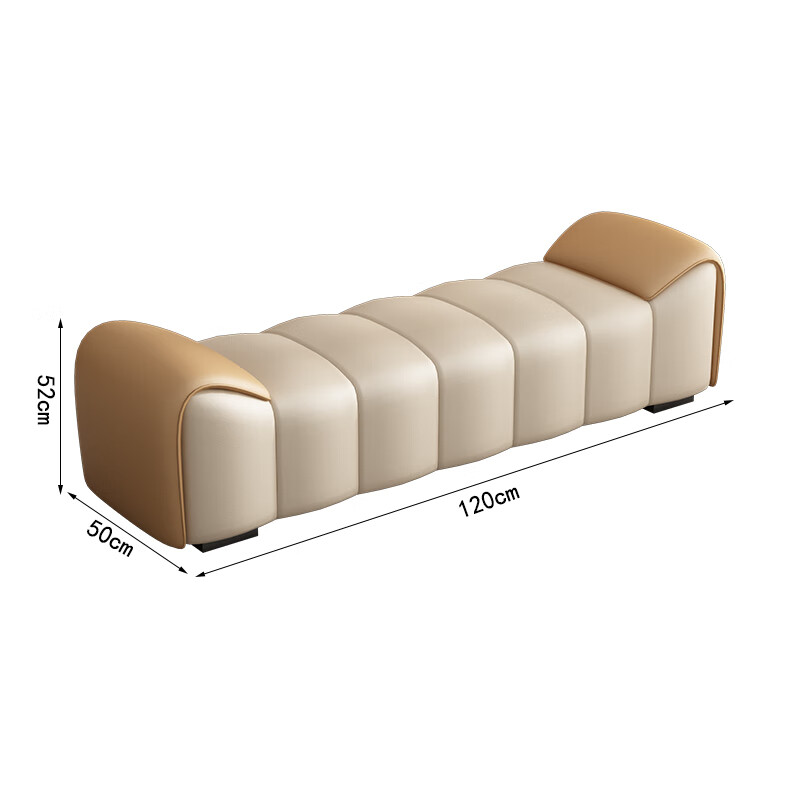 轻奢卧室床尾沙发凳长条客厅坐凳服装店衣帽间换衣 米色 黄橙120cm