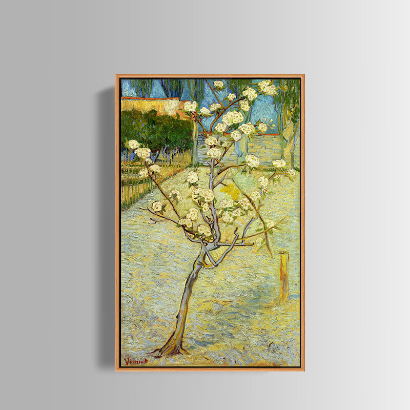 盛开的桃树梵高油画布印刷喷绘画客厅卧室沙发背景装饰画玄关挂画 木