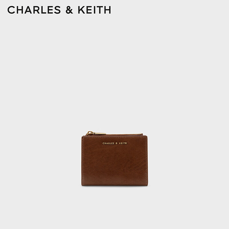 CHARLES&KEITH质感纯色包包女包多卡位短款钱包女士生日礼物CK6-10680907 Chocolate巧克力色 XXS