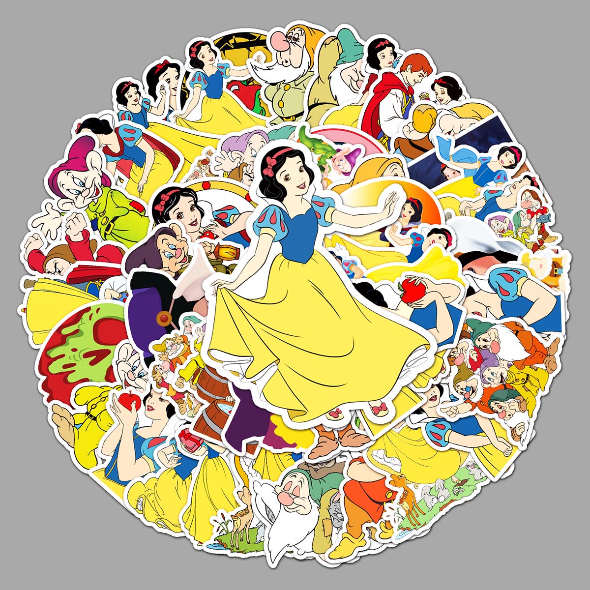 50张白雪公主卡通贴纸可爱涂鸦 手账本文具盒杯子行李箱笔记本电脑