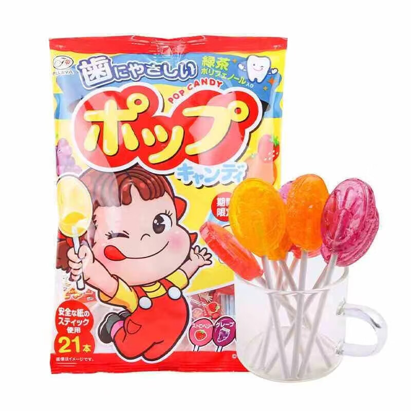 不二家(fujiya)日本进口零食护齿水果棒棒糖4口味牛奶荔枝糖多口味