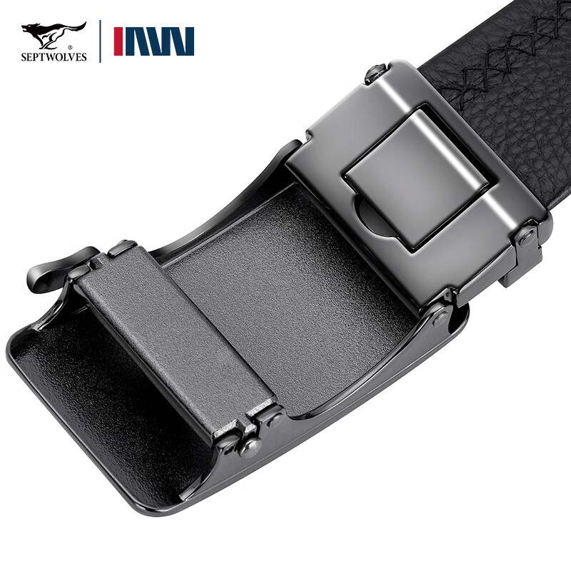 七匹狼皮带男士真皮自动扣休闲头层牛皮裤腰带生日礼物送男友老公送爸爸 黑色-专柜礼盒装110-125cm需指定请留言