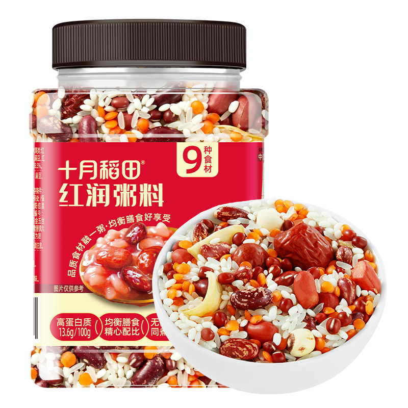 十月稻田 红润粥料 1.5斤 五红粥米 杂粮 红枣红豆花生 八宝粥米 早餐煮粥
