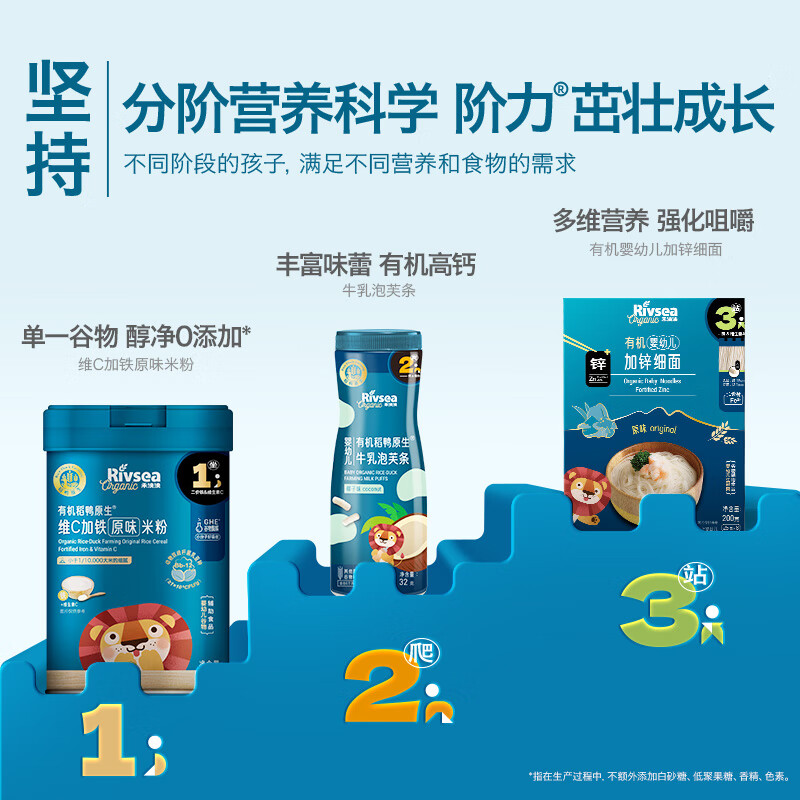 禾泱泱有机婴幼儿面条营养辅食无添加食用盐6个月以上二价铁宝宝面条 1阶新疆小麦有机二价铁嫩碎面