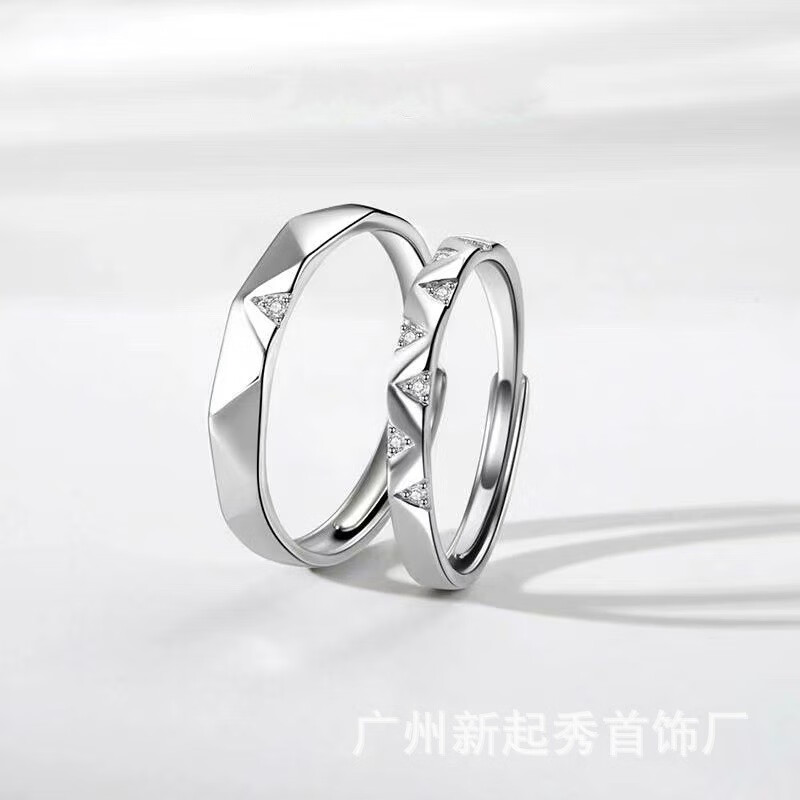 BULDF绾青丝情侣戒指纯银一对时尚轻奢男女开口对戒小众设计情人节礼物 JZ03莫比乌斯 【开口男款】三层电镀