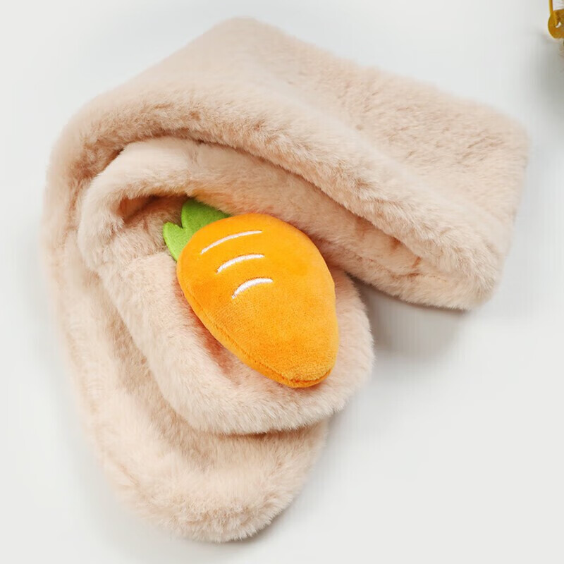 达芬奇密码 卡通儿童动物大围脖秋冬季仿獭兔毛围巾 胡萝卜 裸色 70cm*10cm