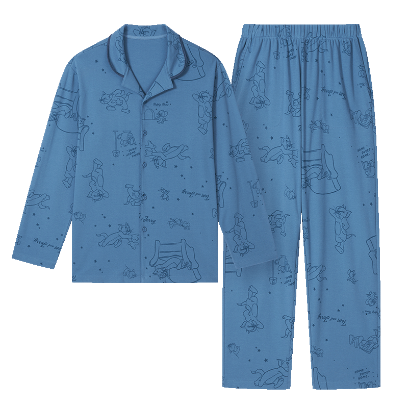 京东京造100%棉男士纯棉睡衣联名印花保暖家居服套装抗菌可外穿柔软舒适XL