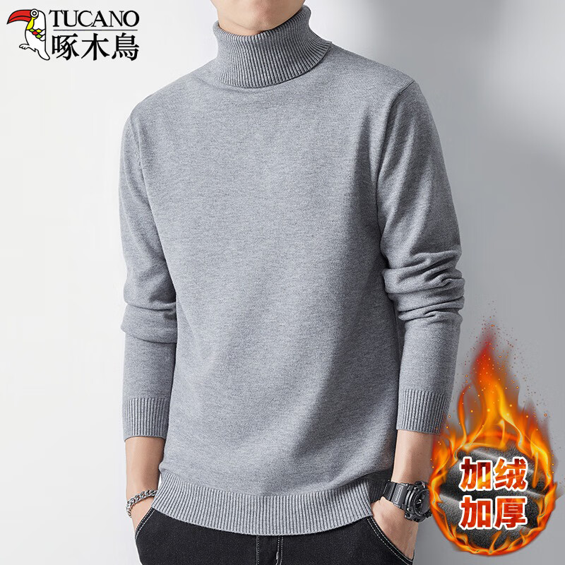 ���ڲ�������ľ�����ë���ж���2024�¿���޼Ӻ�ů������ʿ�ڴ���֯��������� ǳ��ɫ���� 2XL (180) ������155-170�