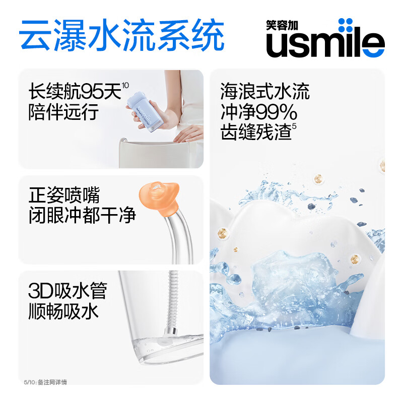 usmile笑容加 冲牙器洗牙器水牙线 伸缩便携式冲牙器 晴山蓝 父亲节礼物