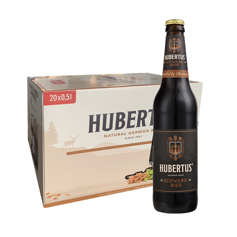狩猎神（Hubertus）黑啤酒500ml*20瓶 整箱装 德国原装进口 瓶装啤酒