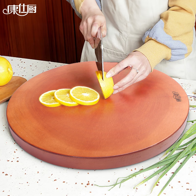 康仕厨越南桃花芯木菜板实木砧板整木圆形切菜板抗菌防霉案板刀板粘板 实木整切不拼接【42x4.0】