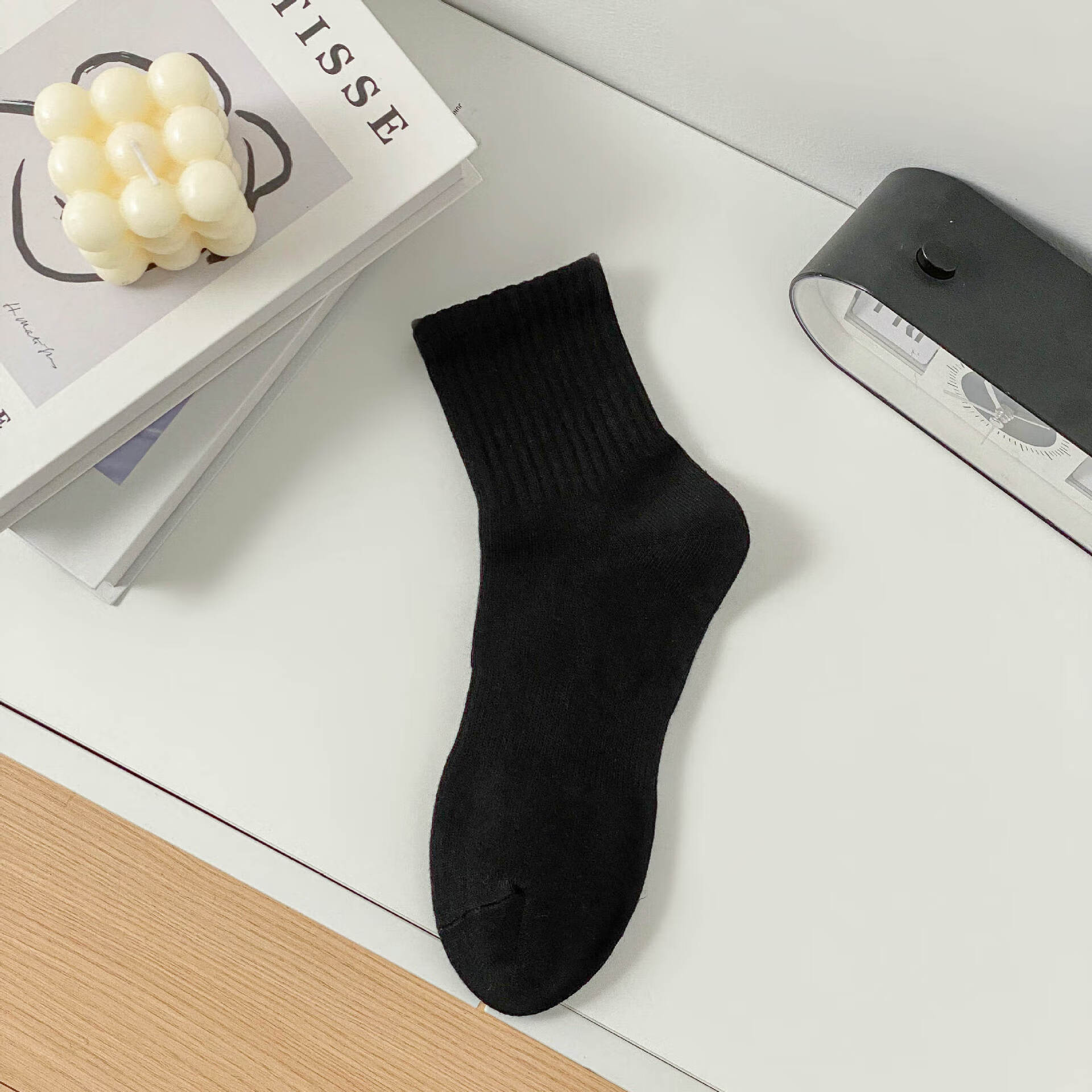 男士袜子新疆棉中筒袜棉质吸汗商务纯色长袜防臭夏季地摊批发 黑色