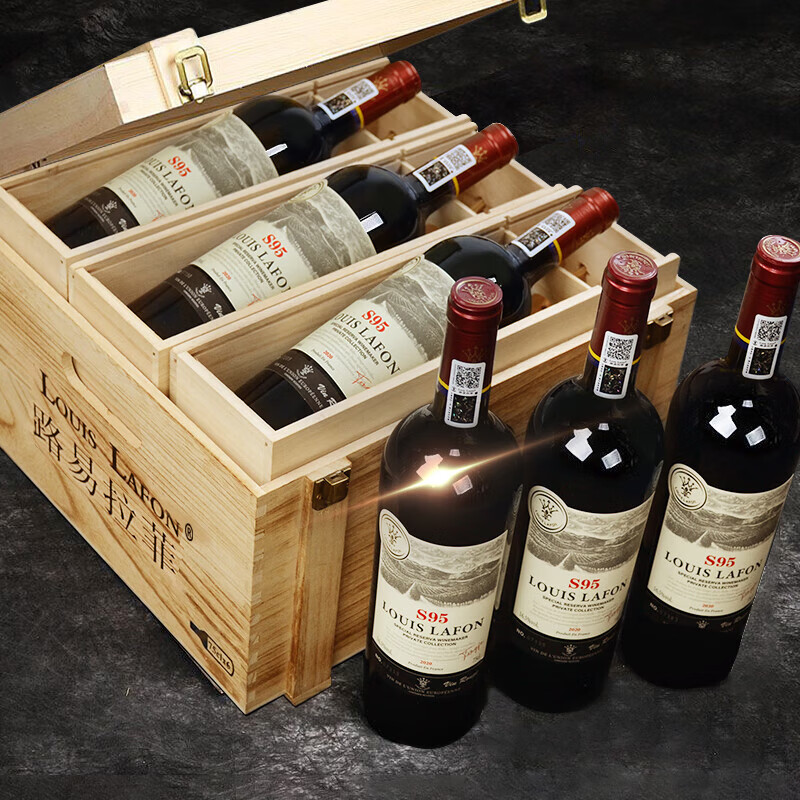 路易拉菲（LOUIS LAFON）法国原瓶进口红酒16.5度干红葡萄酒 750ml*6瓶木箱整箱礼盒送礼