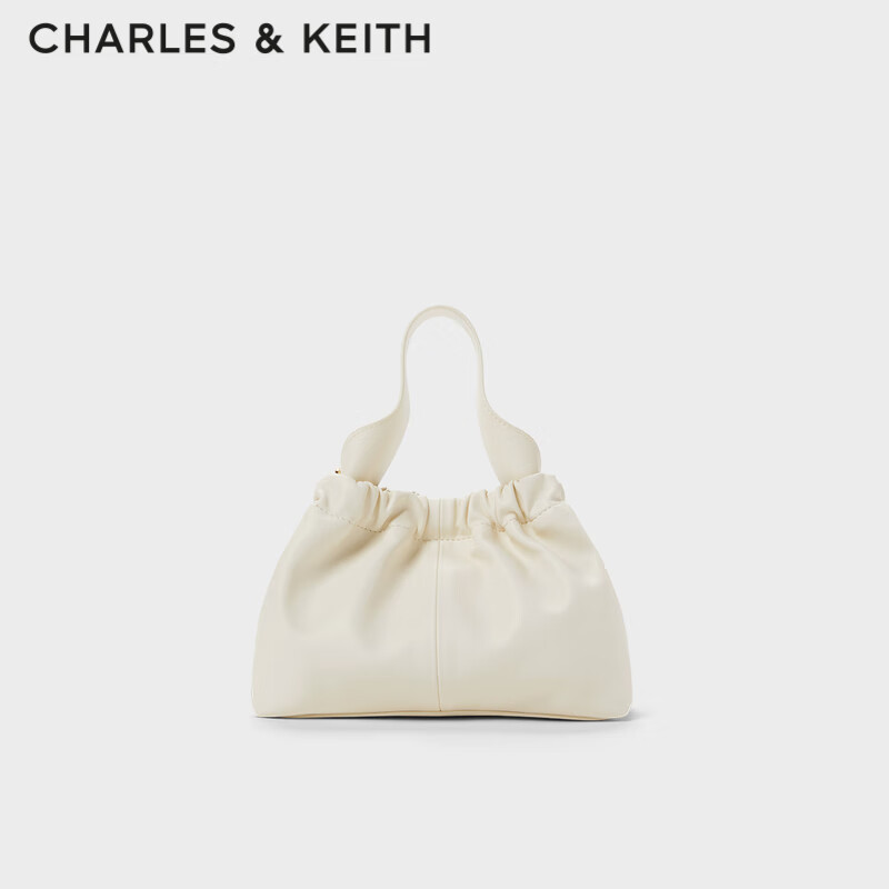 CHARLES&KEITH时尚柔软褶皱链条云朵包手提包单肩包女CK2-10151320 Cream奶白色