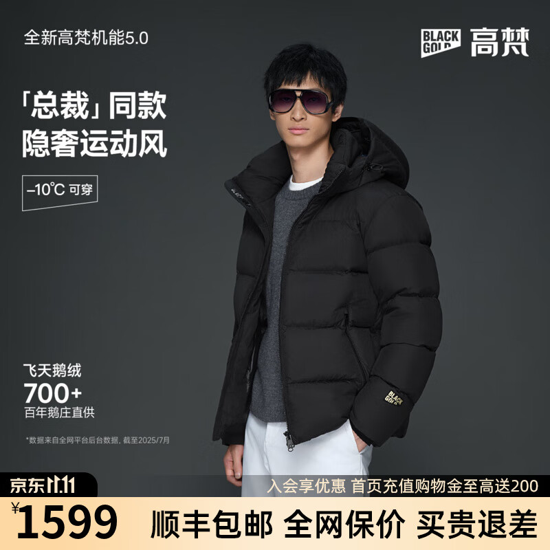 高梵黑金鹅绒服机能5.0五格羽绒服2025秋冬季男女户外滑雪冲锋短外套 黑色【男款】五格 XL 京东折扣/优惠券