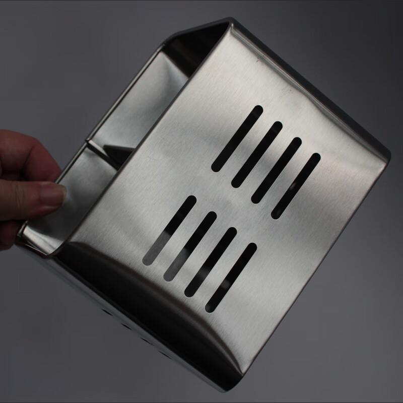 棠磊加厚方形双格不锈钢筷子筒家用餐具消毒柜收纳盒厨房沥水筷笼筷架 方形筷子筒-红色