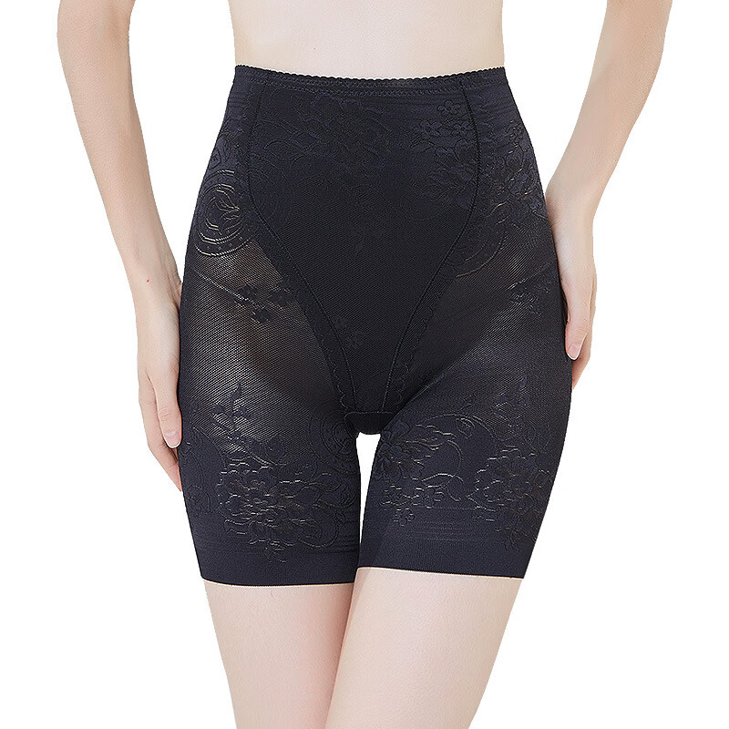 高腰收腹裤塑身提臀蕾丝收腹内裤女束身防走光安全裤无痕打底 黑色 M