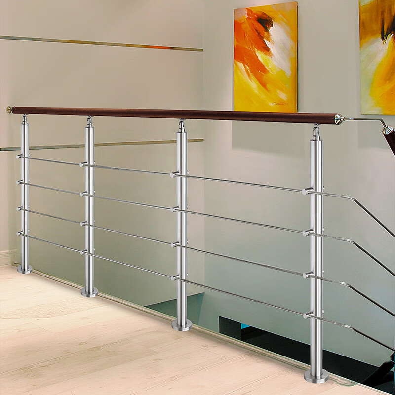梓萤岔网红楼梯扶手拉丝不锈钢立柱栏杆家用室内简约现代外阳台玻璃