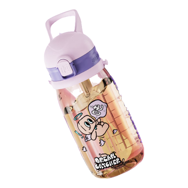 BOTTLED JOY噸噸杯PPSU兒童杯耐高溫便攜吸管杯嬰幼兒水杯喝奶瓶男女孩卡通杯 噴霧兒童杯*紫羊羊PPSU-550ML