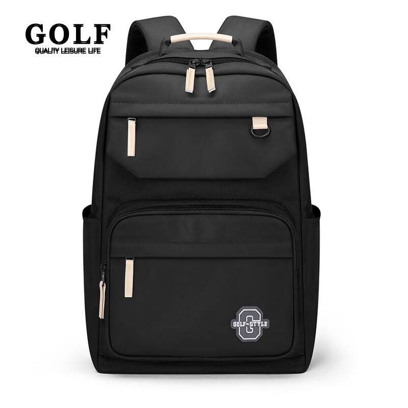 高尔夫（GOLF）双肩包男士运动背包男女休闲旅行包潮学生书包防泼水通勤出游背包 款式13-黑色