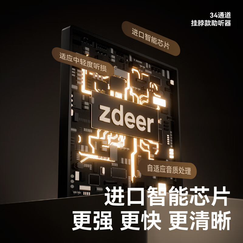 左点zdeer挂脖式助听器防丢老年人专用轻中重度耳聋耳背围脖34通道 挂脖防丢|40dB高增益|三重降噪
