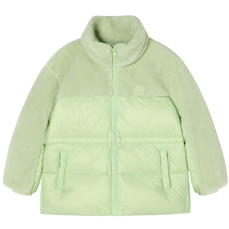 MQD童装女大童冬装立领羽绒服 浅绿 130