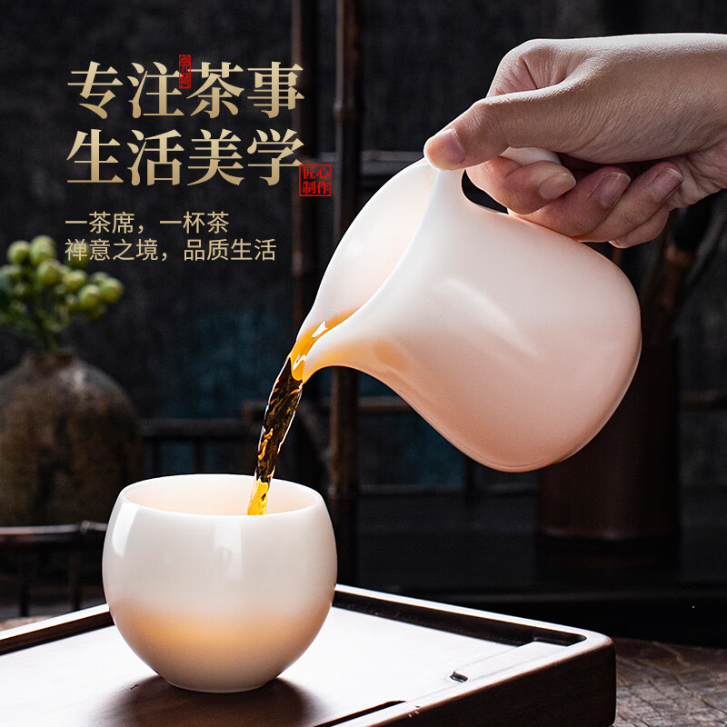 钰铨龙门冰种润白龙蛋主人杯 高档德化冰种玉瓷手工厚重压手主人杯不倒杯 冰种素烧润白龙蛋不倒杯130ml1只