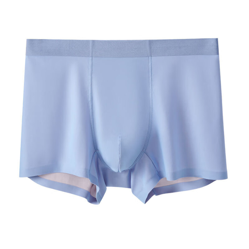【甄选厂家】双面双色冰丝男士内裤速干无痕平角裤四角裤男生短裤 蓝豆沙 1条 L