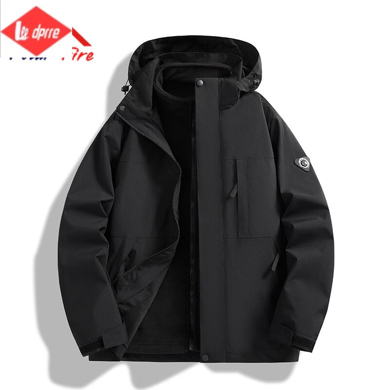 Lee dprre冲锋衣夹克外套男女款秋冬季2024新款三合一可拆卸户外登山服 幻影黑 S