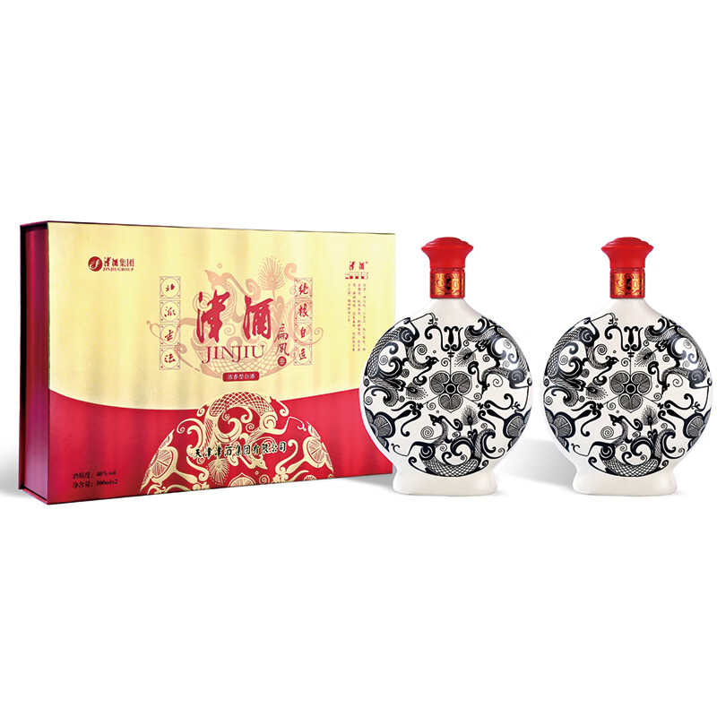 津酒 扁凤壶 浓香型白酒 40度 500ml*2瓶 双支礼盒装 送长辈热门商品