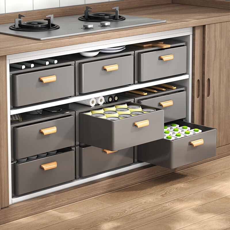 餐将军厨房下水槽抽拉置物架抽屉式橱柜内拉篮带盖调料碗碟盘收纳架 可抽拉下水槽置物架【灰色30CM】高性价比高么?
