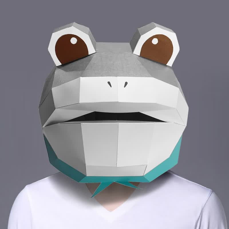 创京懿选儿童面具可爱动物网红青蛙头套动物纸模可爱搞怪儿童面具成人