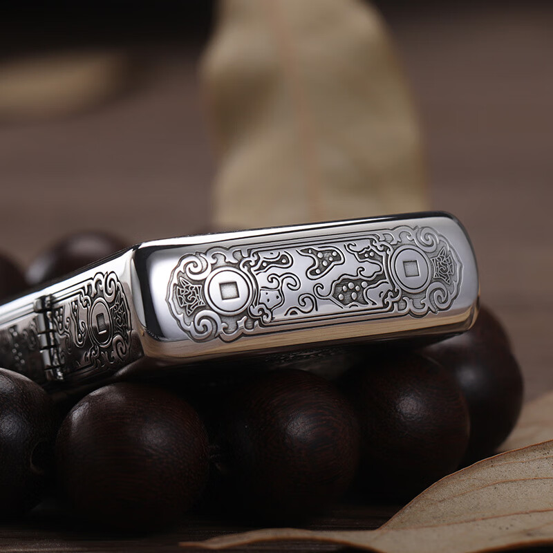 ZIPPO打火机官方正品防风芝宝盔甲纯银祥云龙招财貔貅送男士友生日礼物 重甲纯银招财貔貅【套餐款】