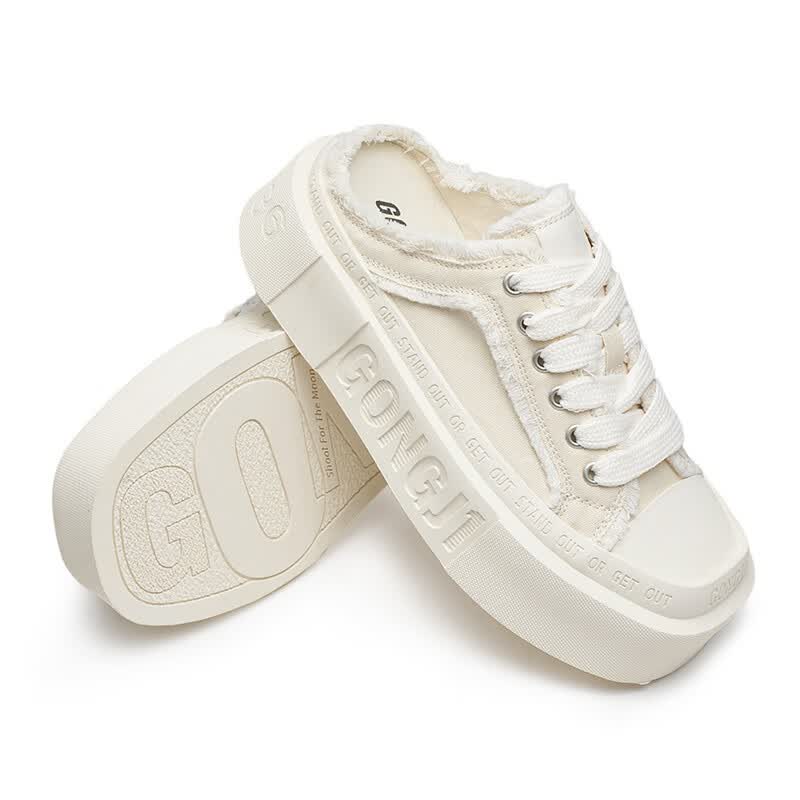 共迹gongji孟子义同款26春夏新款半拖鞋女外穿板鞋男凉鞋休闲帆布鞋女鞋 栀子白 /偏大半码 36 （233mm）