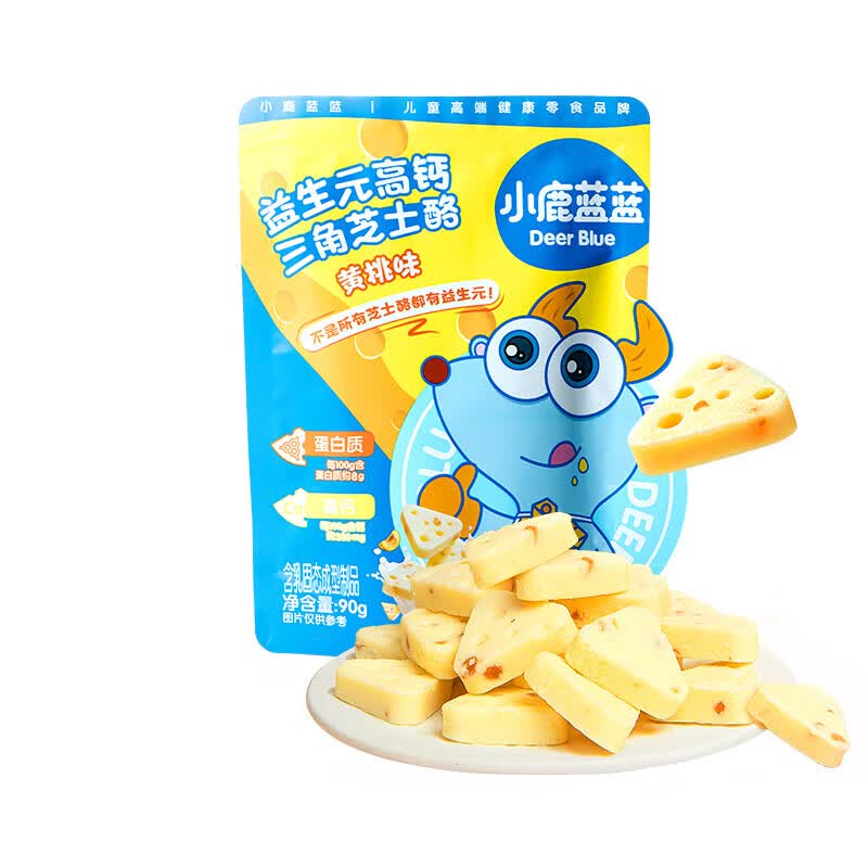 小鹿蓝蓝宝宝零食 益生元高钙三角芝士酪奶酪黄桃味真果粒 三角芝士酪*1袋