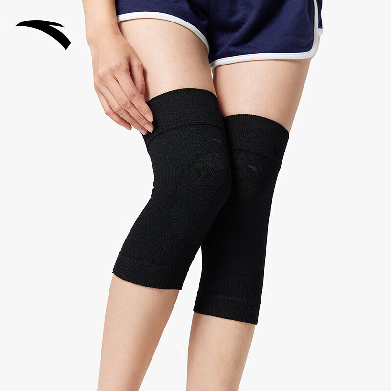 安踏（ANTA）针织护膝女款季羊绒保暖黑色百搭长款膝关节护具 黑色-1 S