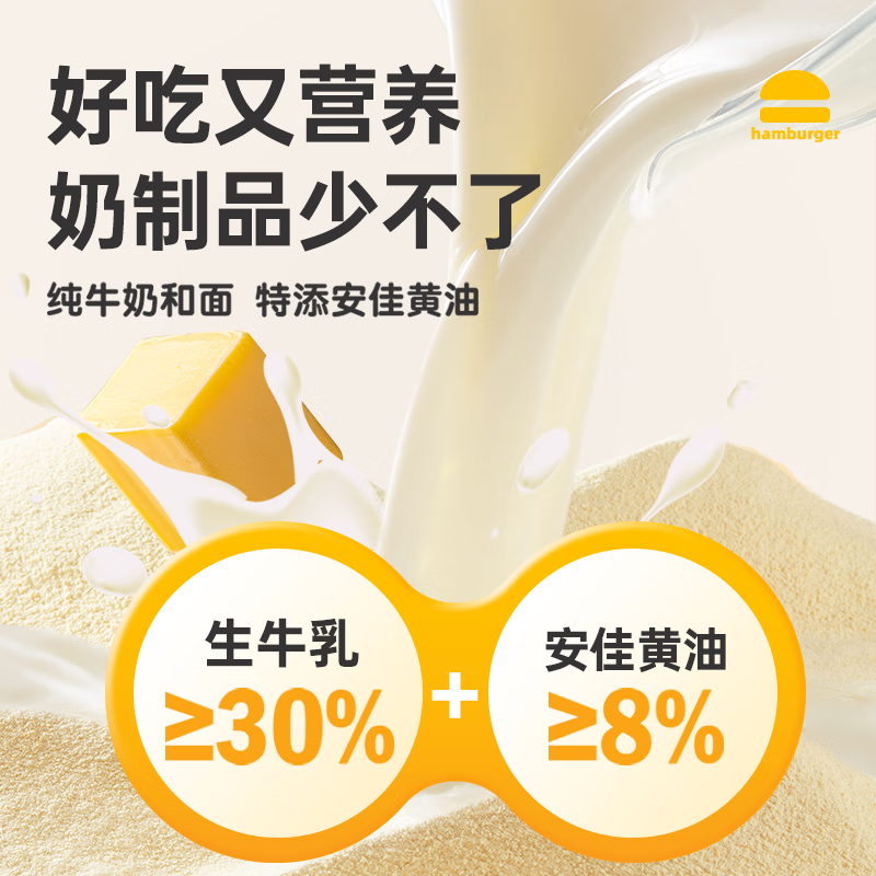 花田熊牛奶黄油小汉堡胚儿童营养早餐面包胚家庭用半成品速食食材 原味1袋+芝麻味1袋(共6枚)【小汉堡】