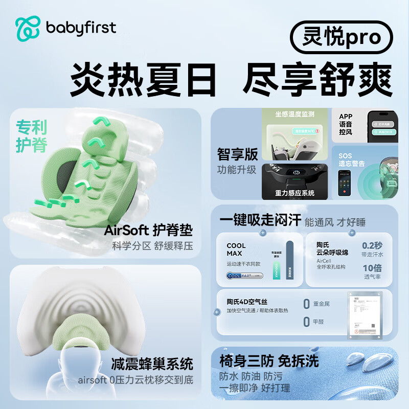 宝贝第一（Babyfirst）灵悦Pro婴儿童安全座椅汽车用0-4-7岁宝宝车载i-Size 极地灰R155B