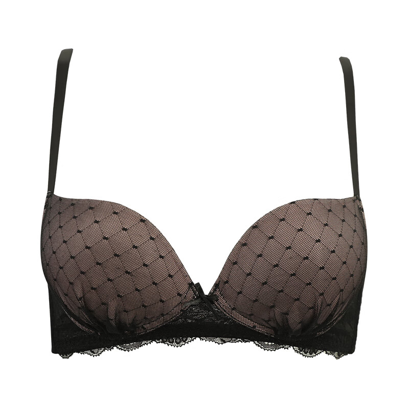 Gainreel歌瑞尔内衣女小胸聚拢文胸显大无钢圈收副乳调整型上托胸罩防下垂文胸罩 月夜黑 20623 75A