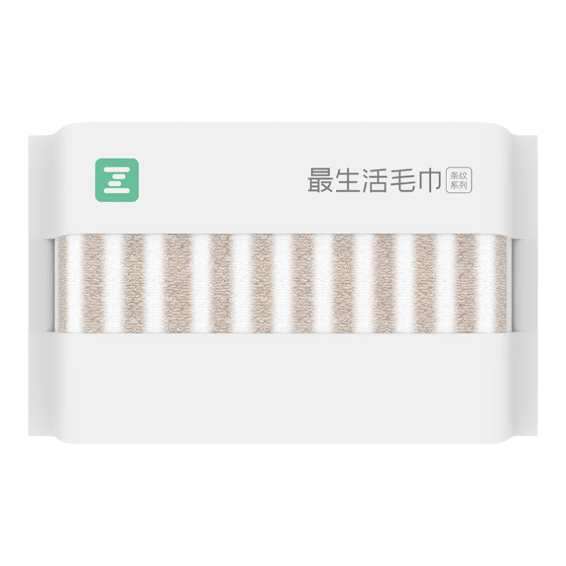 最生活轻奢条纹毛巾纯棉 新疆长绒棉家用洗脸毛巾 柔软吸水洗面巾 棕白