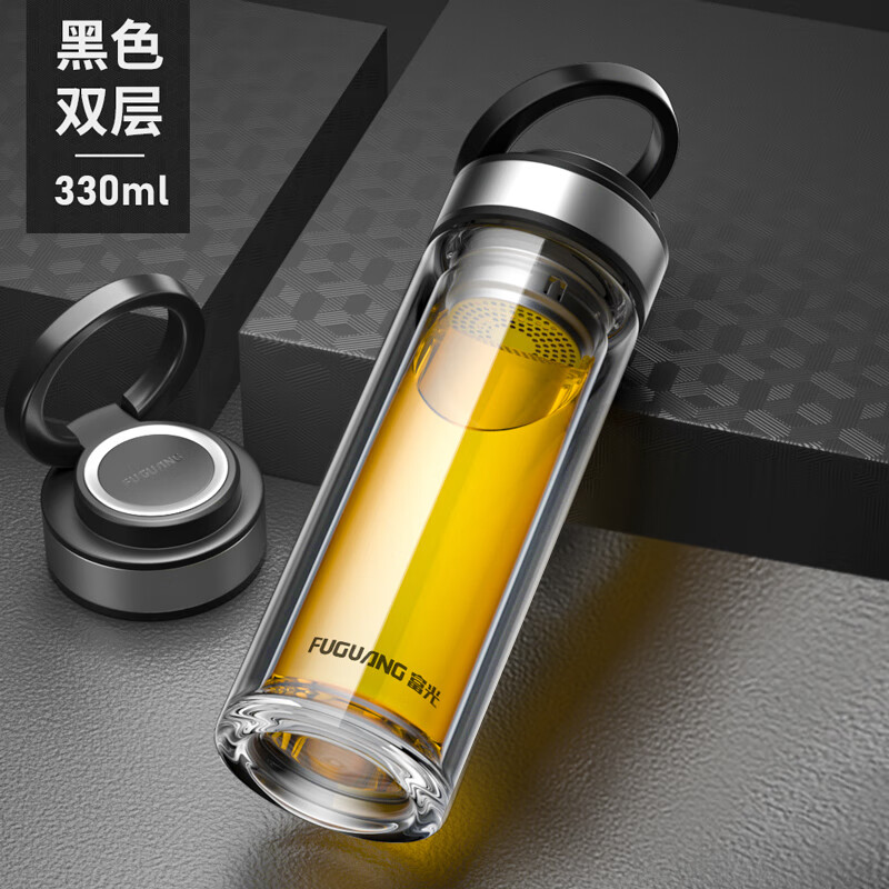 南啵丸防摔水杯富光双层玻璃杯高档便携泡茶杯男耐高温水杯子大容量