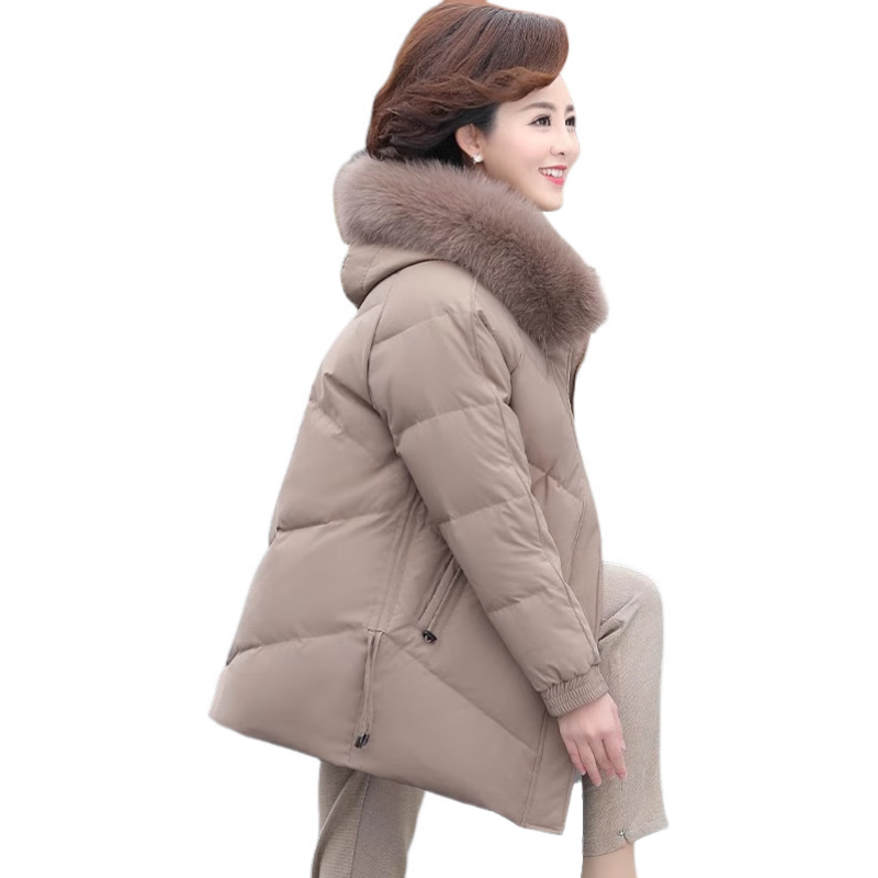 鴨鴨（YAYA）媽媽冬裝羽絨服女中長(cháng)款中年外套洋氣中老年人女裝衣服 DYXD6B0080夢(mèng)幻紫色 3XL
