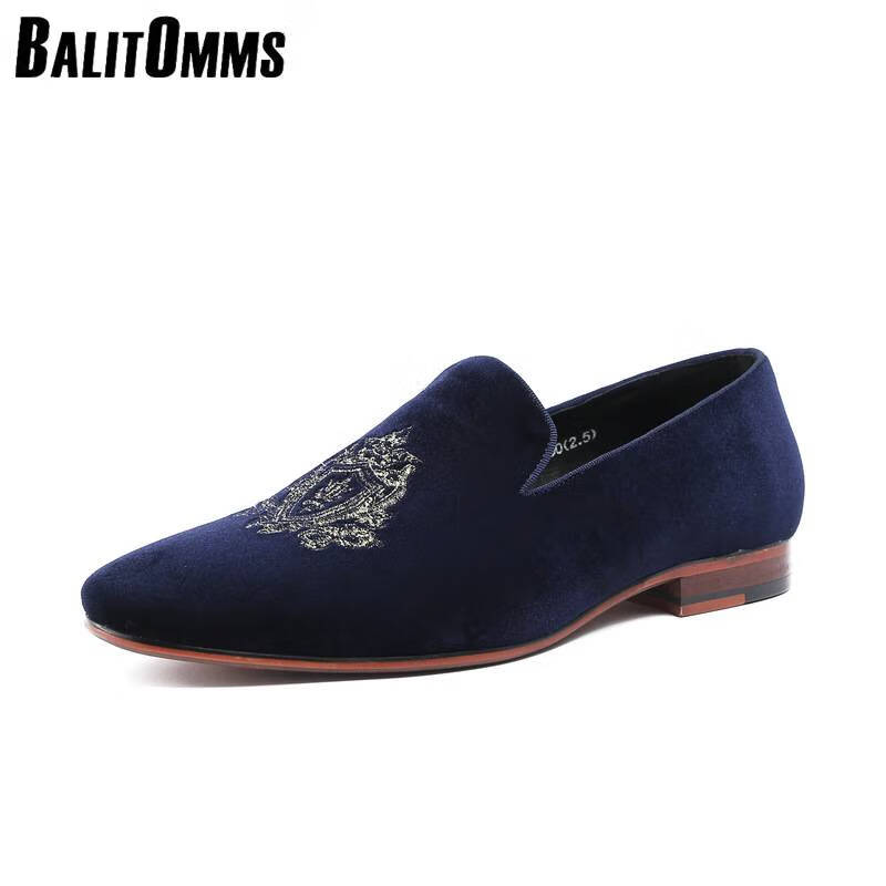 百丽驼美士（BALITOMMS）男鞋商务休闲鞋上班穿舒适透气皮单鞋养脚鞋 蓝色 38