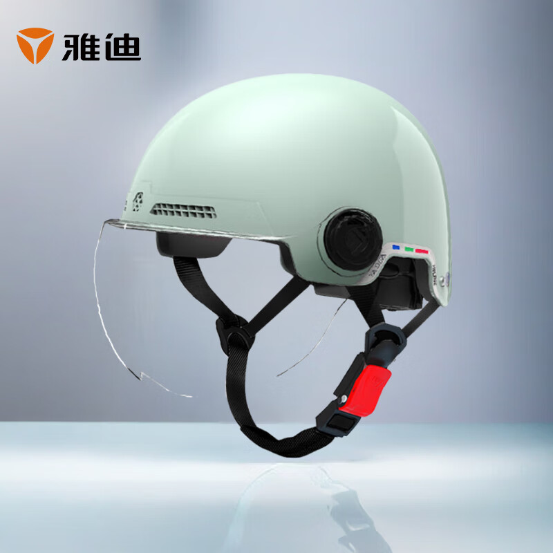 雅迪电动车头盔 新国标3C认证摩托车电瓶车半盔安全帽四季男女通用A类 豆蔻青