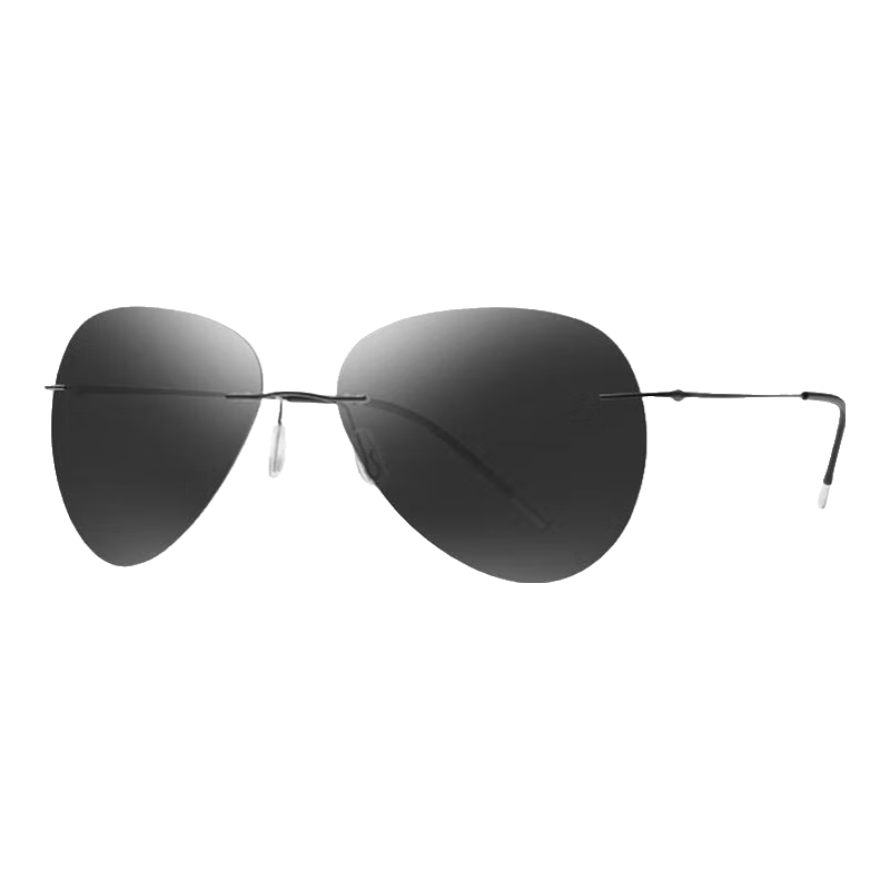 梵卡勒日夜兩用偏光太陽鏡男士墨鏡無框超輕記憶鈦開車專用防紫外線眼鏡 銀腿+黑灰片【日用防強光】